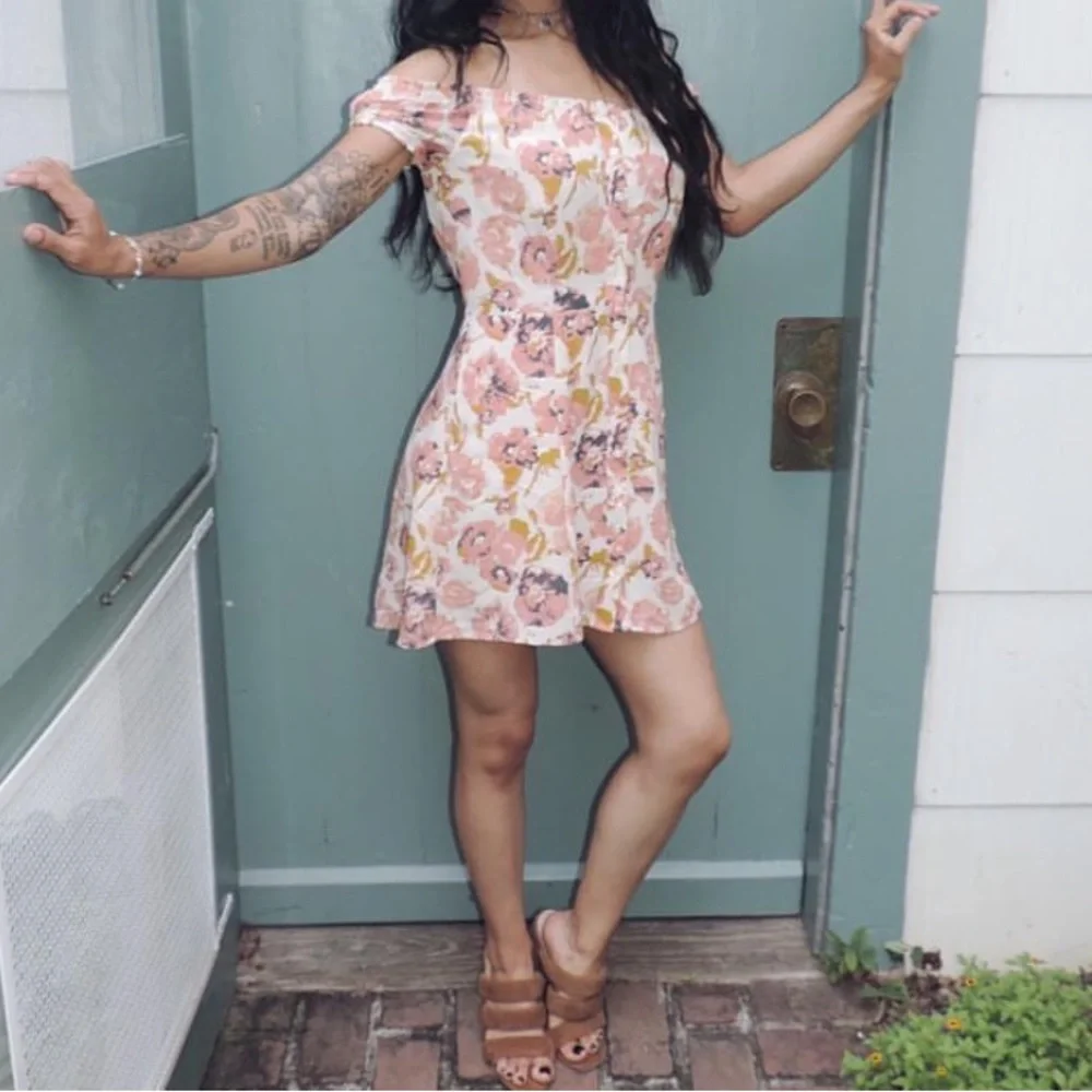 Free people floral off the shoulder mini dress